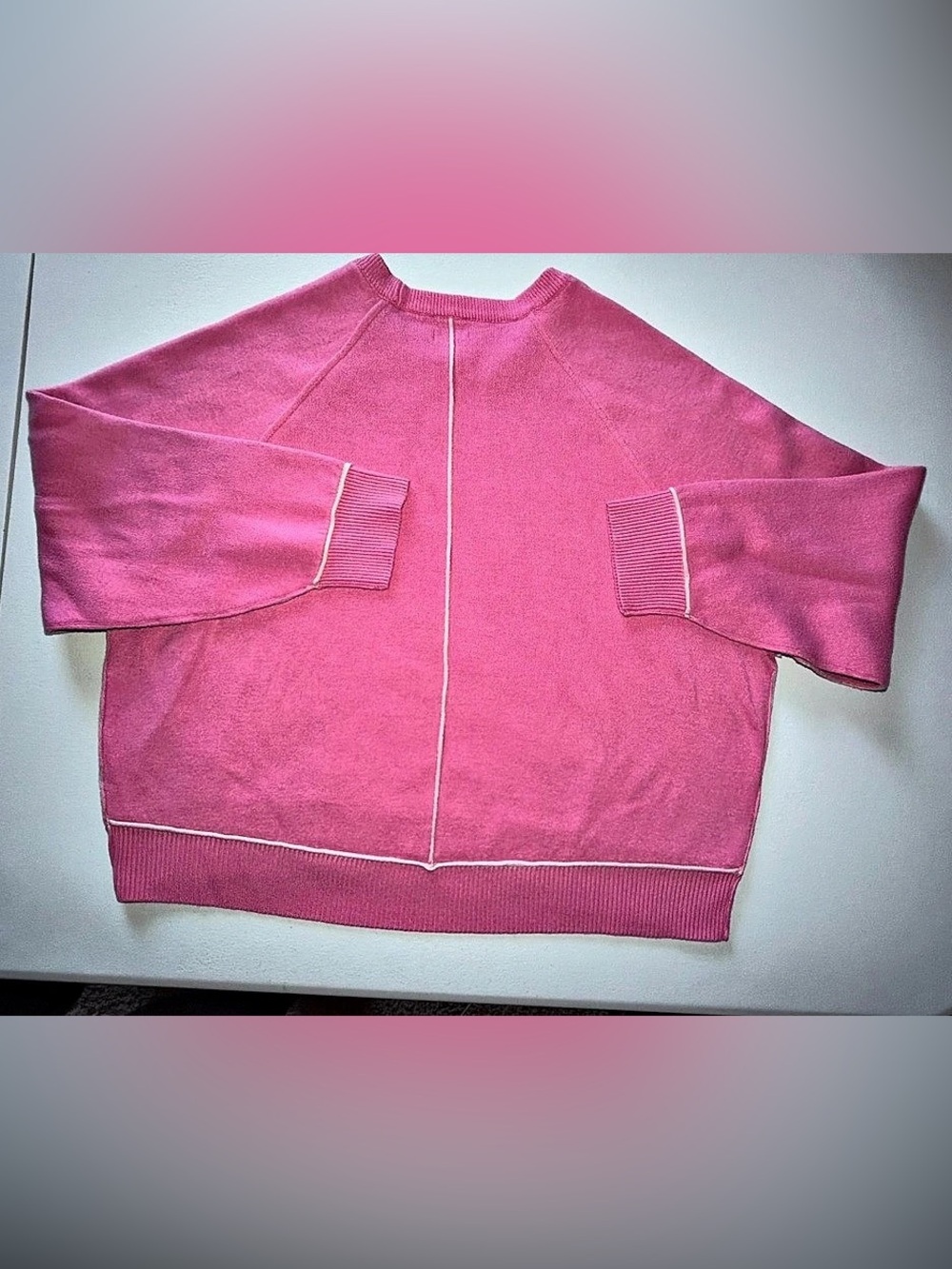 Pilcro Anthropologie Oaklyn Cozy Crew-Neck Sweatshirt Pink Cropped Oversized M - Picture 3 of 8